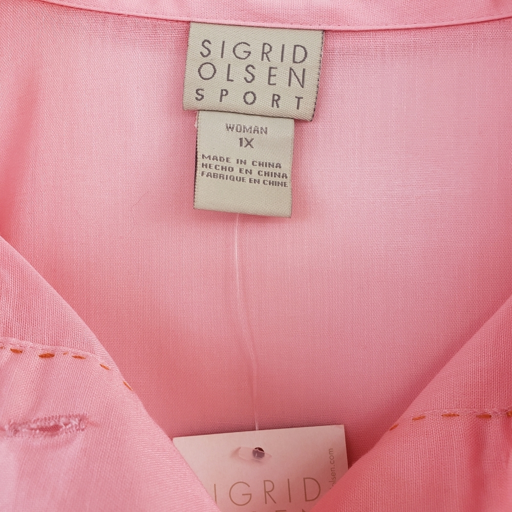 SIGRID OLSEN SPORT Ultra Sheer Blouse Salmon Colored Size 1X - Picture 4 of 10